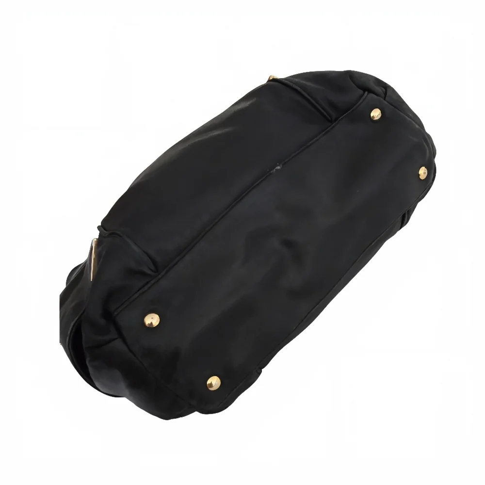 Michael Kors Black Leather Hobo Tote with Gold Hardware